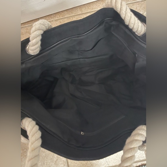 Beach Bag/Tote Bag Black w/Palm Trees, NWOT - Picture 5 of 6